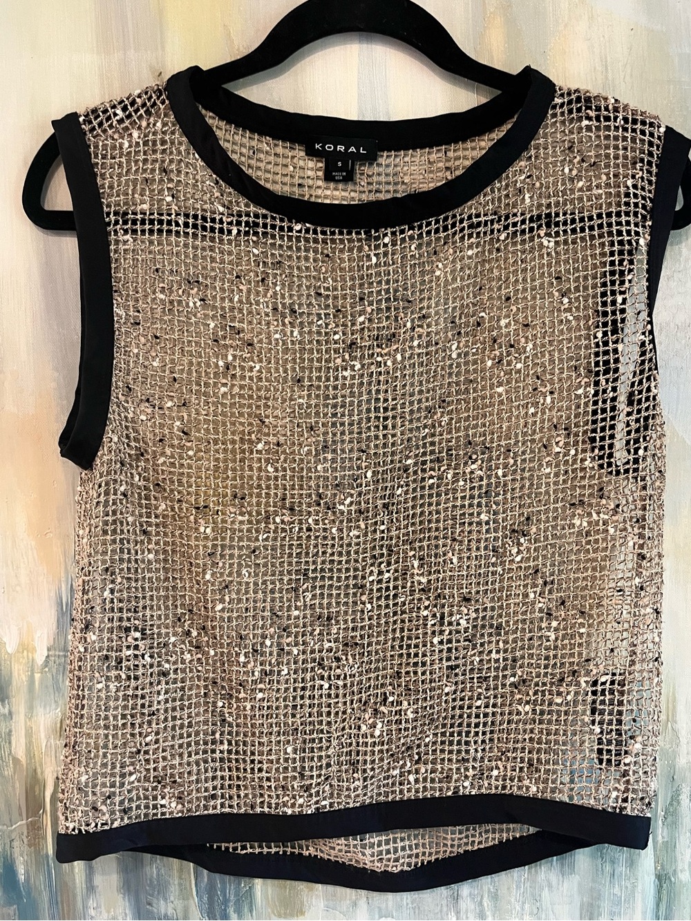 KORAL Open-Weave Mesh Crop Top – Size Small – Made in USA